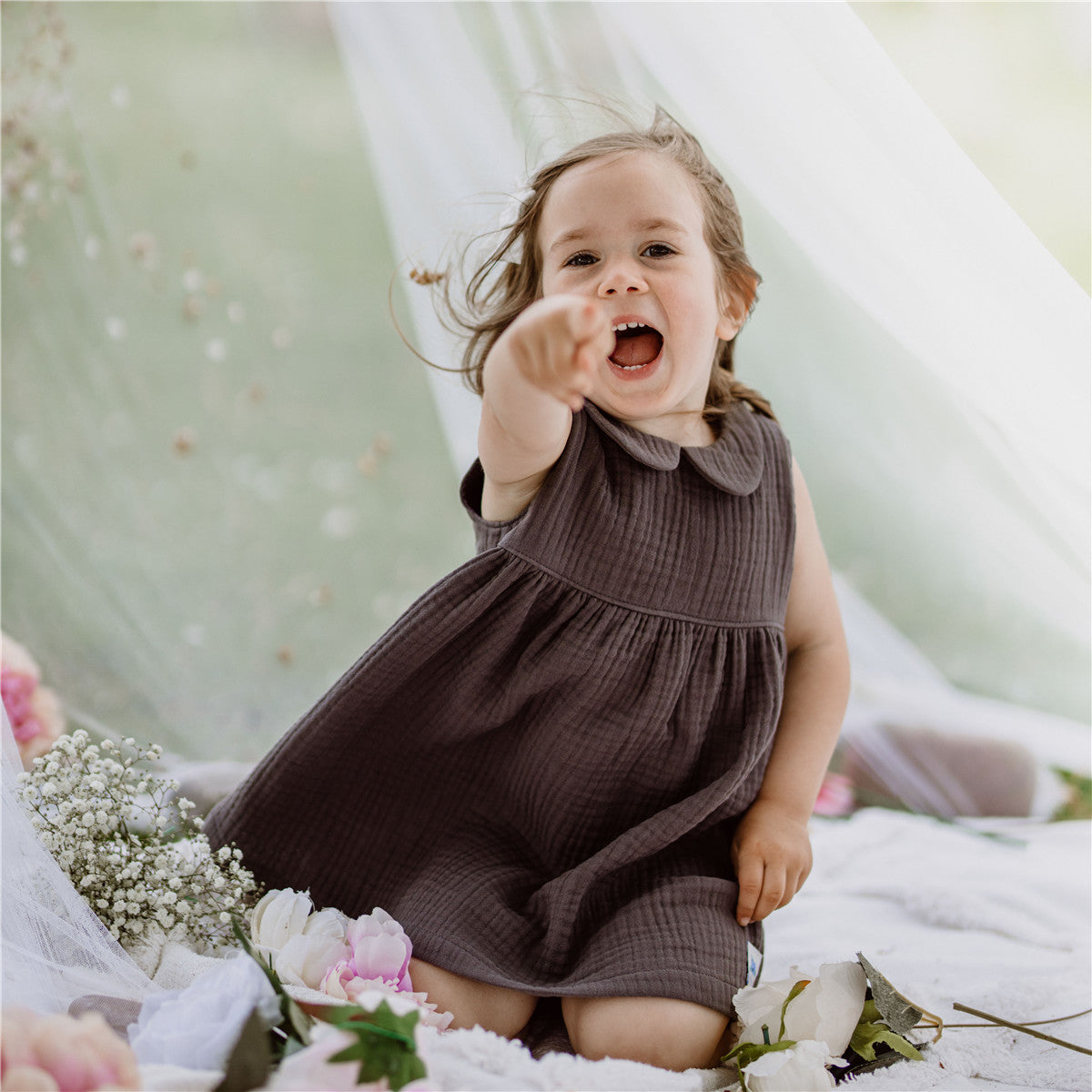 9M-10Y Triple Gauze Cotton Dress | Light, Airy & Timelessly Sweet