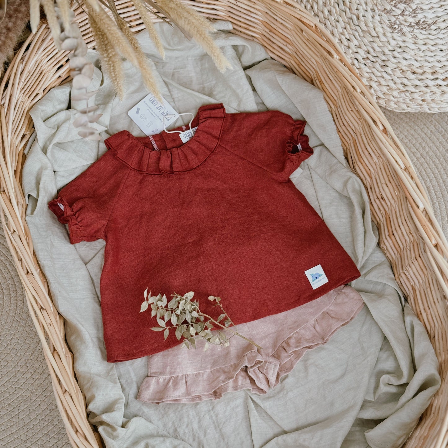 12M-8Y Summer Linen Ruffle Collar Blouse | Soft, Sweet, and Made to Nap In