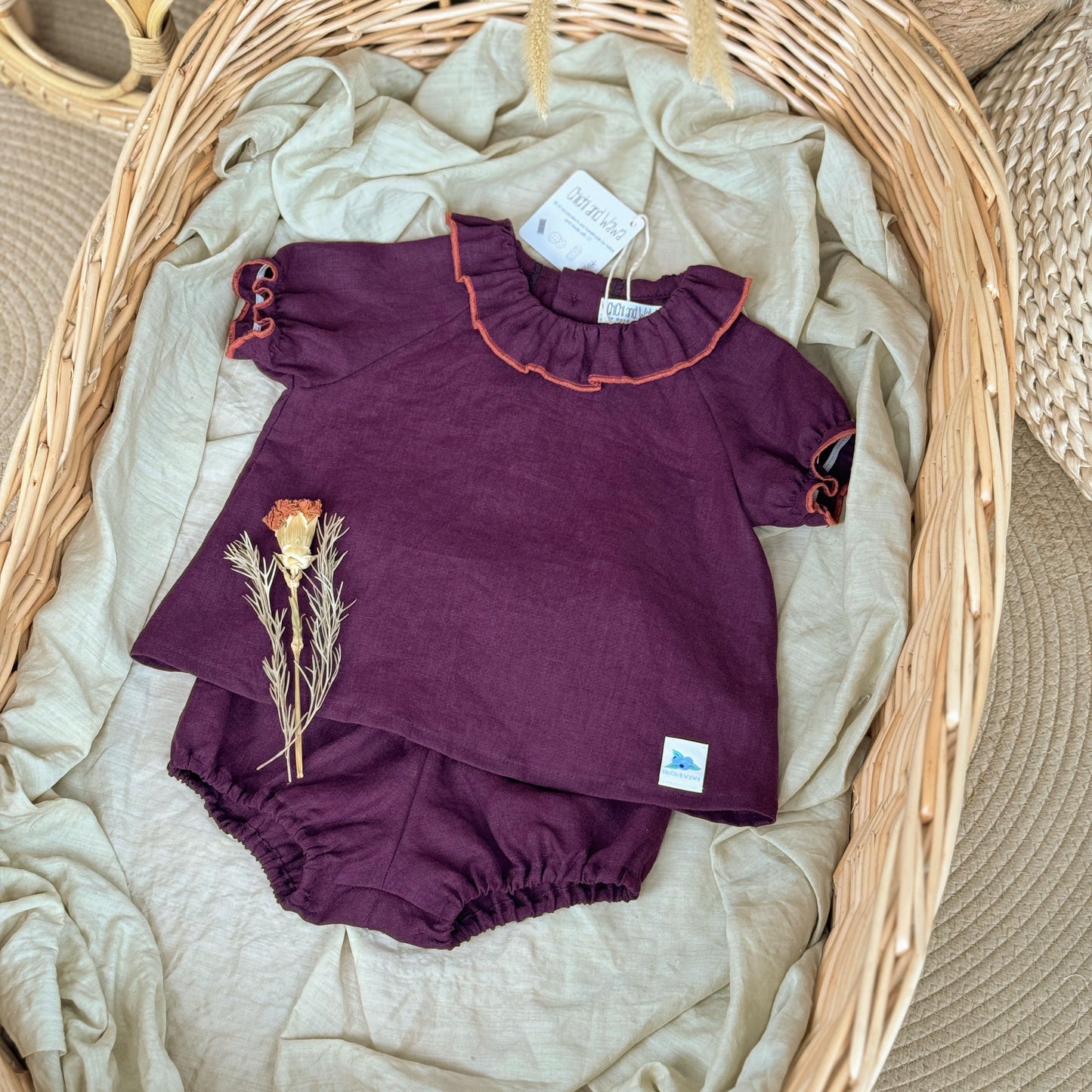 12M-8Y Summer Linen Ruffle Collar Blouse | Soft, Sweet, and Made to Nap In