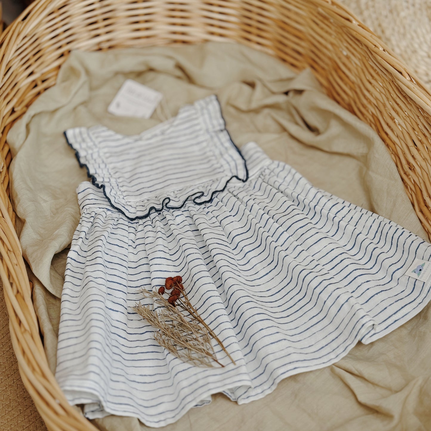 9M–8Y Blue Striped Ruffle Dress | Sweet, Breezy & Voted by You