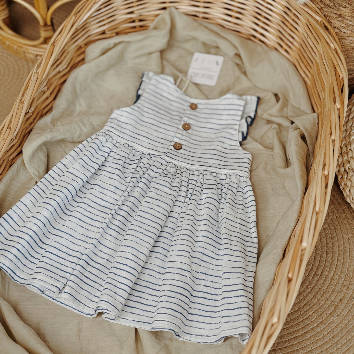 9M–8Y Blue Striped Ruffle Dress | Sweet, Breezy & Voted by You