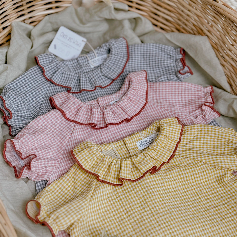 12M-8Y Summer Cotton Ruffle Collar Blouse | Soft, Playful & Sweetly Vintage