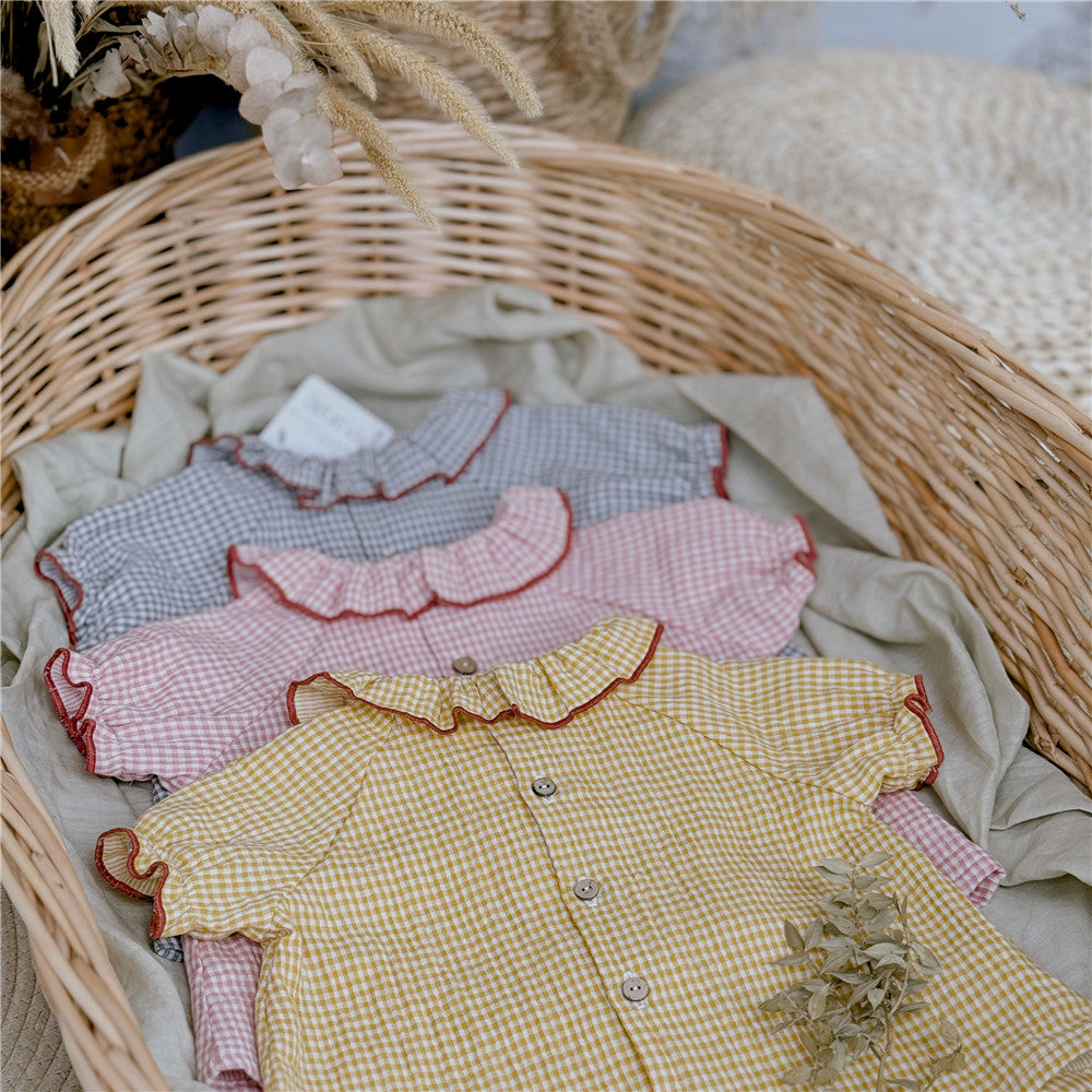 12M-8Y Summer Cotton Ruffle Collar Blouse | Soft, Playful & Sweetly Vintage