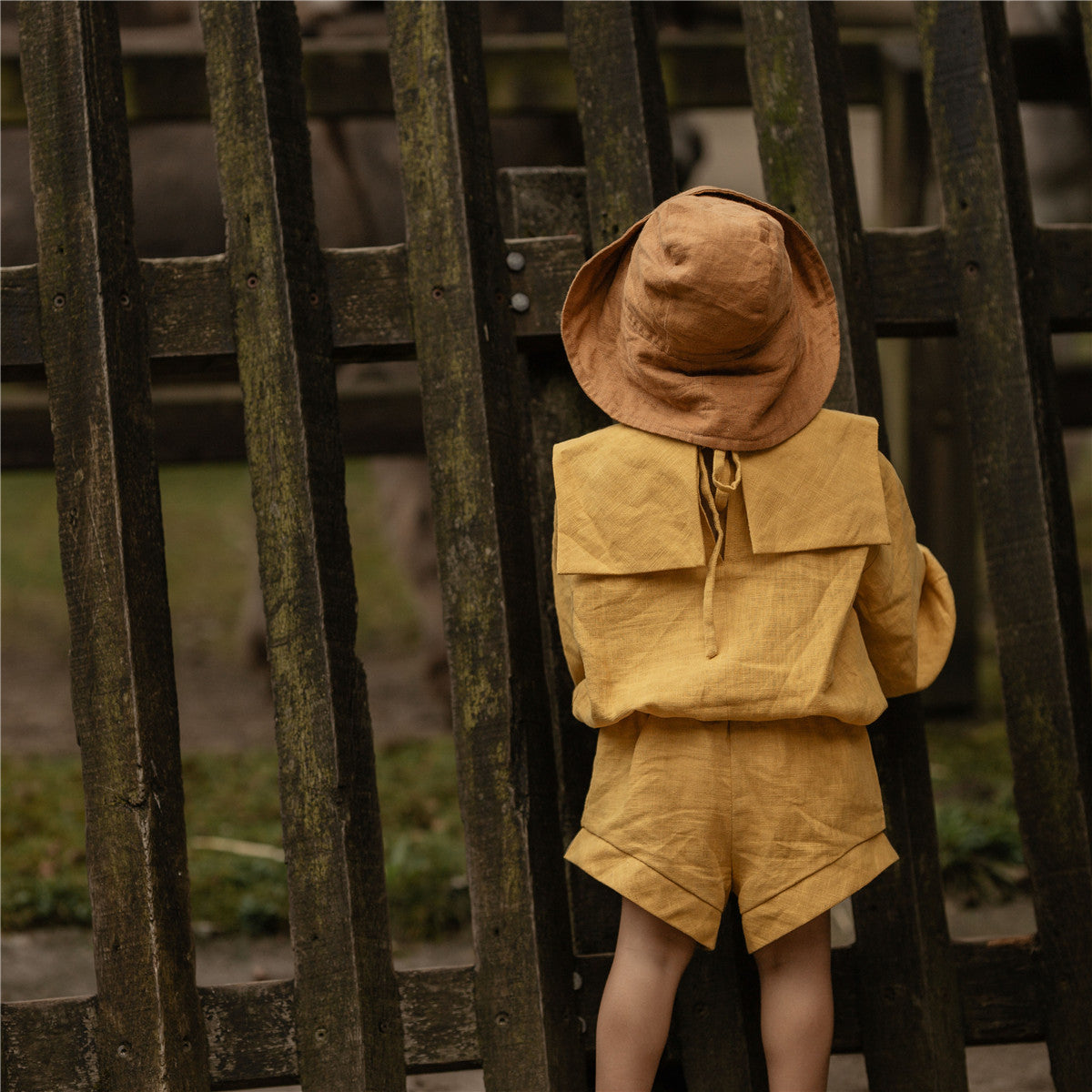 1-8Y Girls Ginger Linen Sailor Blouse