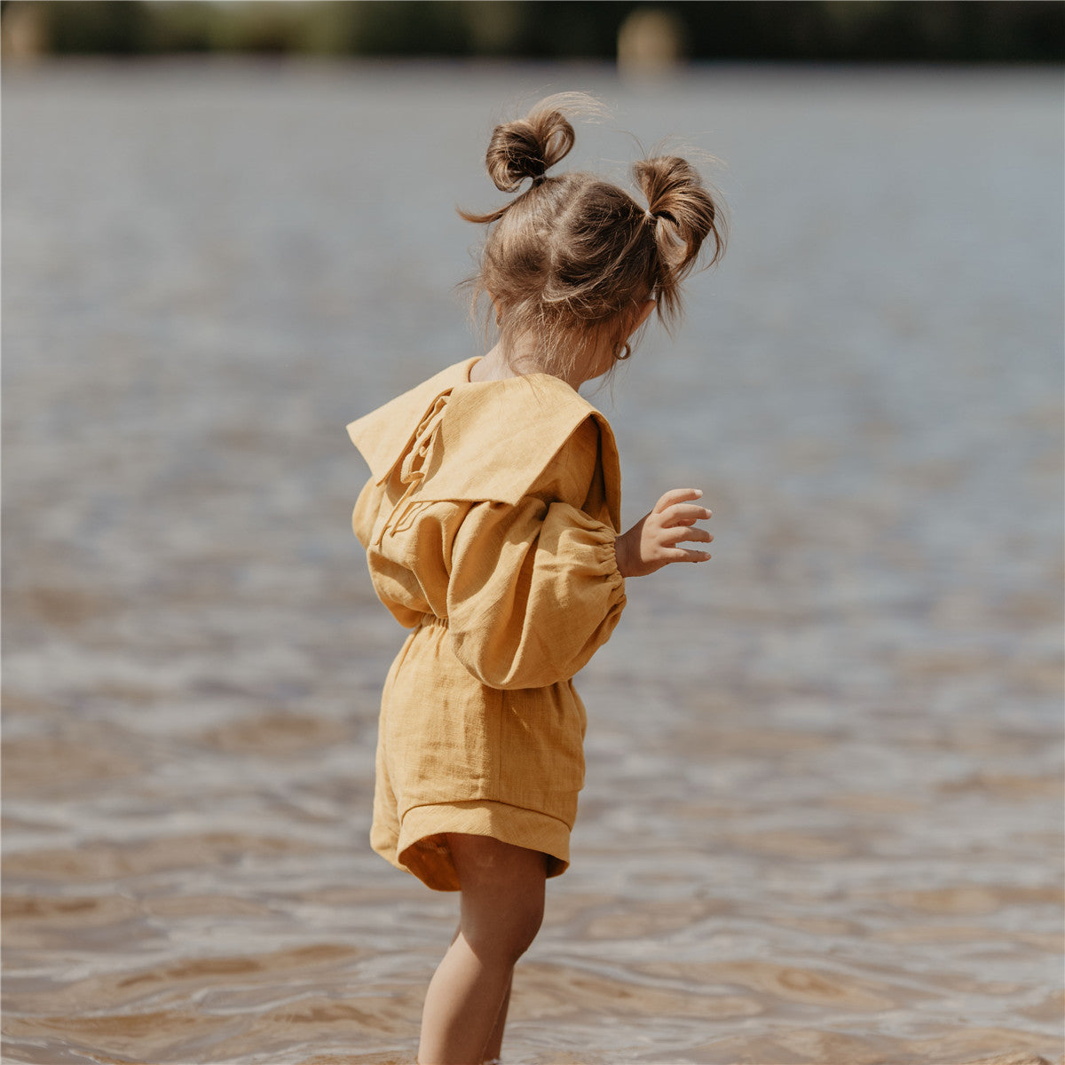 1-8Y Girls Ginger Linen Sailor Blouse