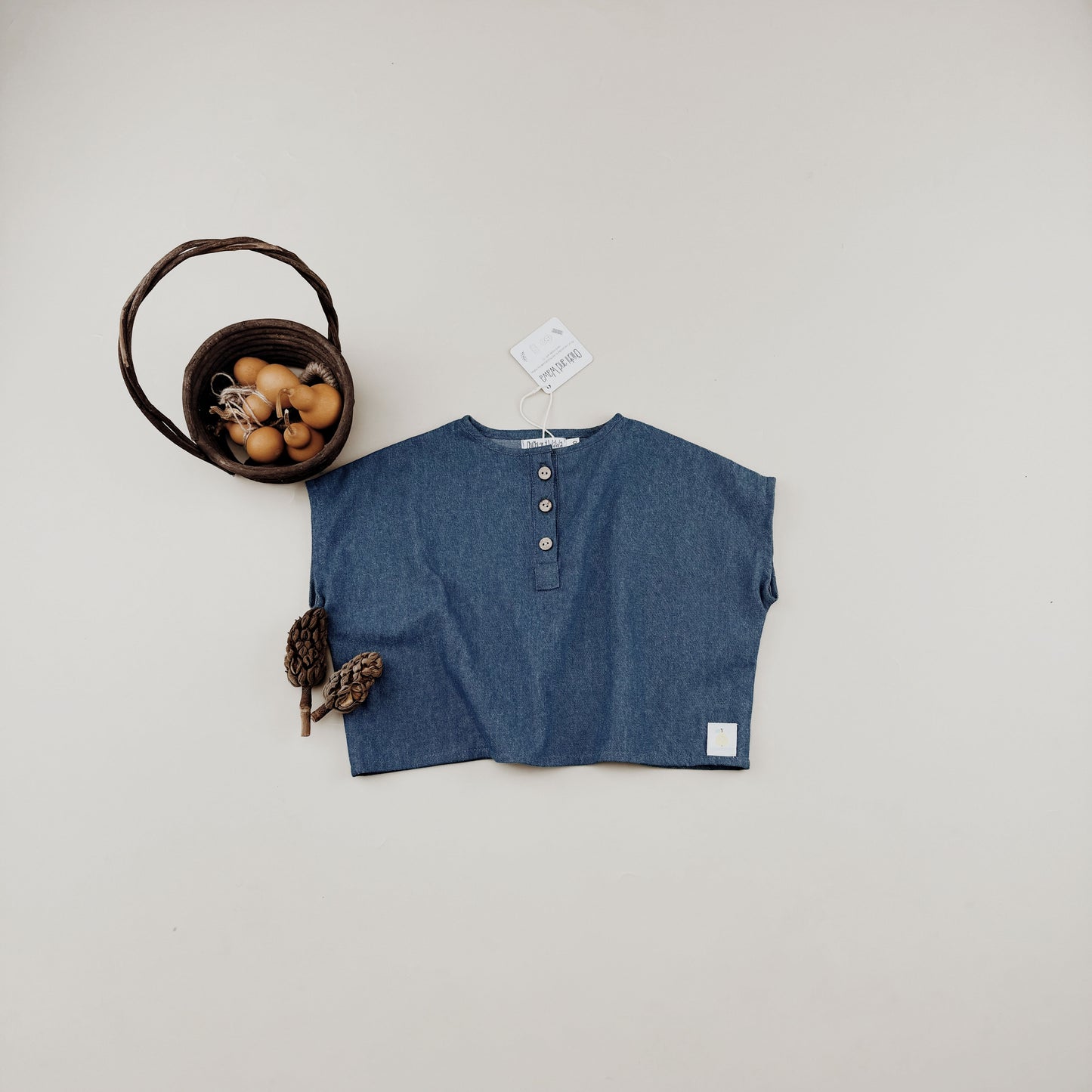 1-10Y Soft Denim Short Sleeve T-shirt