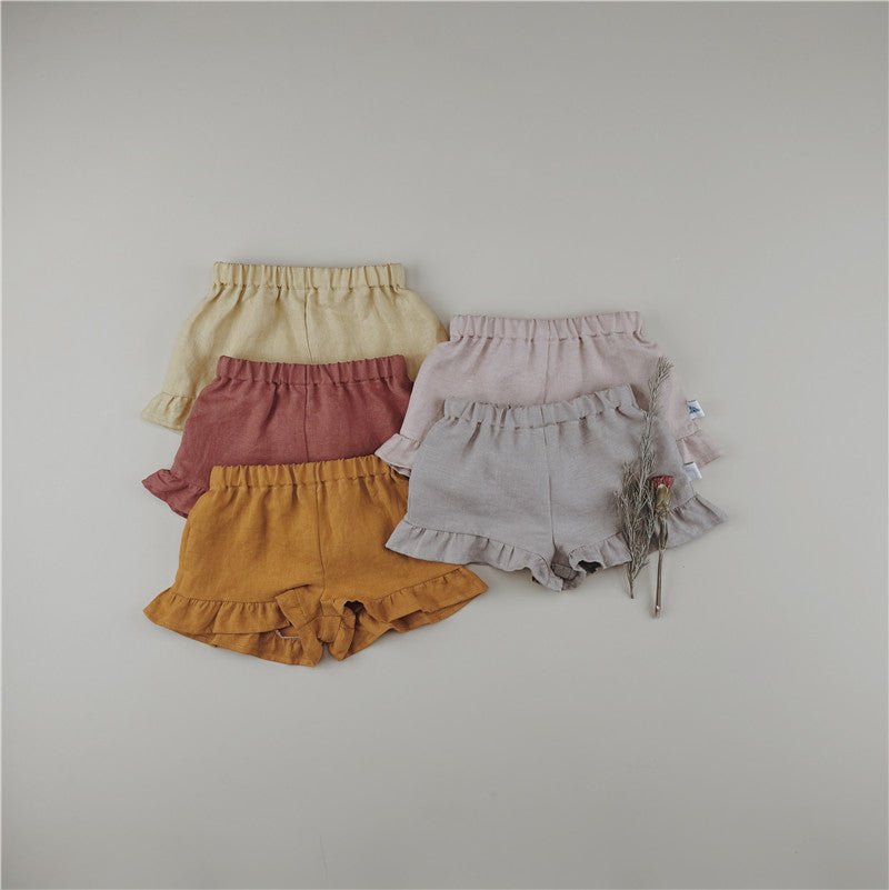 10+ Colors Linen Ruffle Shorts - Chichi and Wawa
