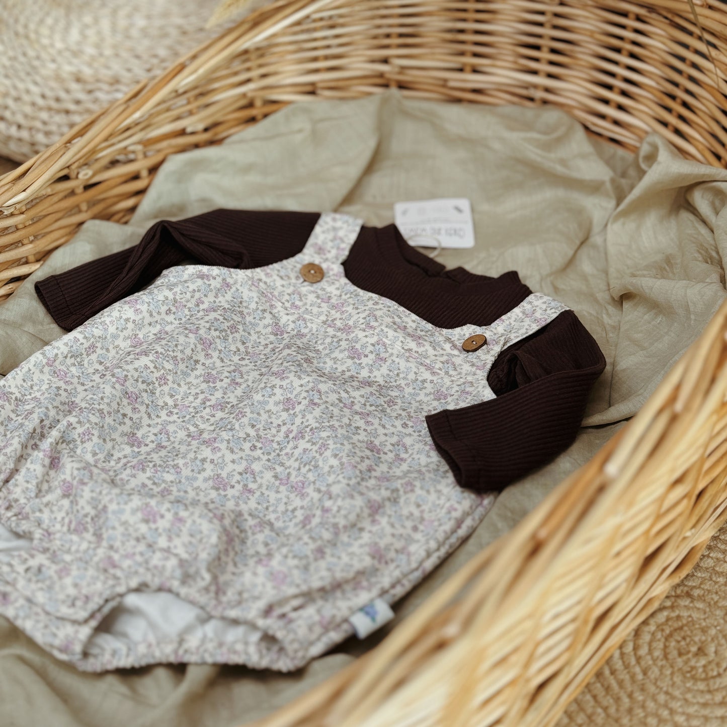 3M-3Y Baby Corduroy Overalls with Floral Charm | Soft, Stylish & Sustainable