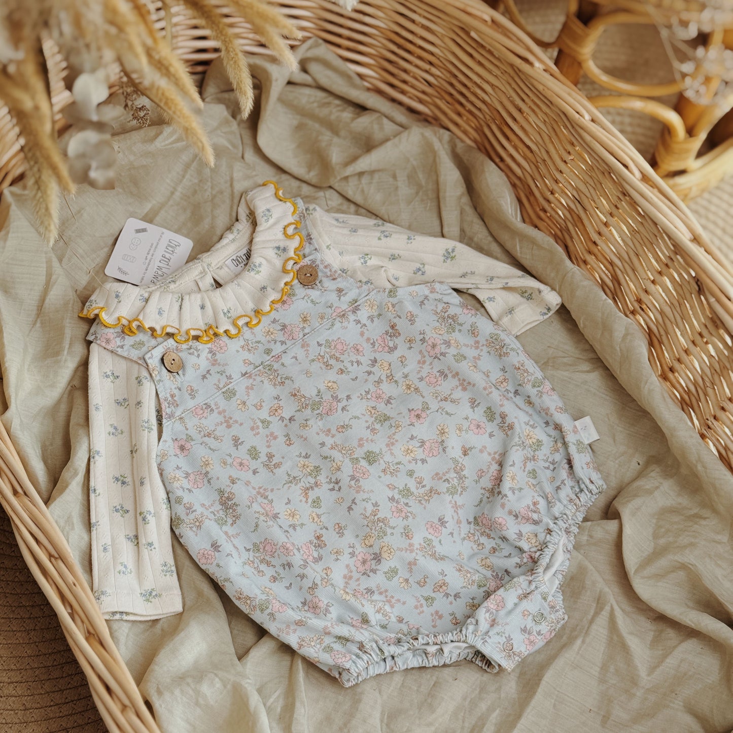 3M-3Y Baby Corduroy Overalls with Floral Charm | Soft, Stylish & Sustainable