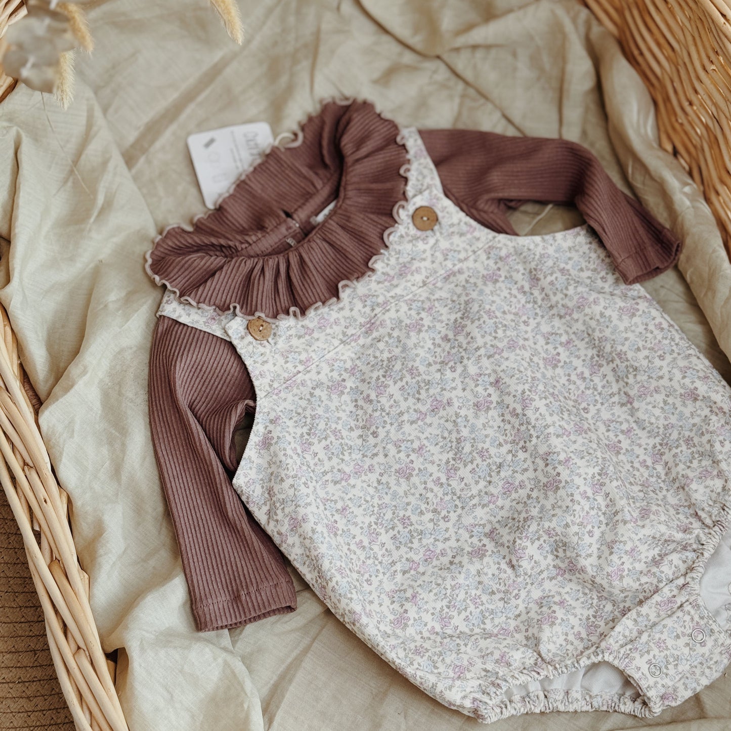 3M-3Y Baby Corduroy Overalls with Floral Charm | Soft, Stylish & Sustainable