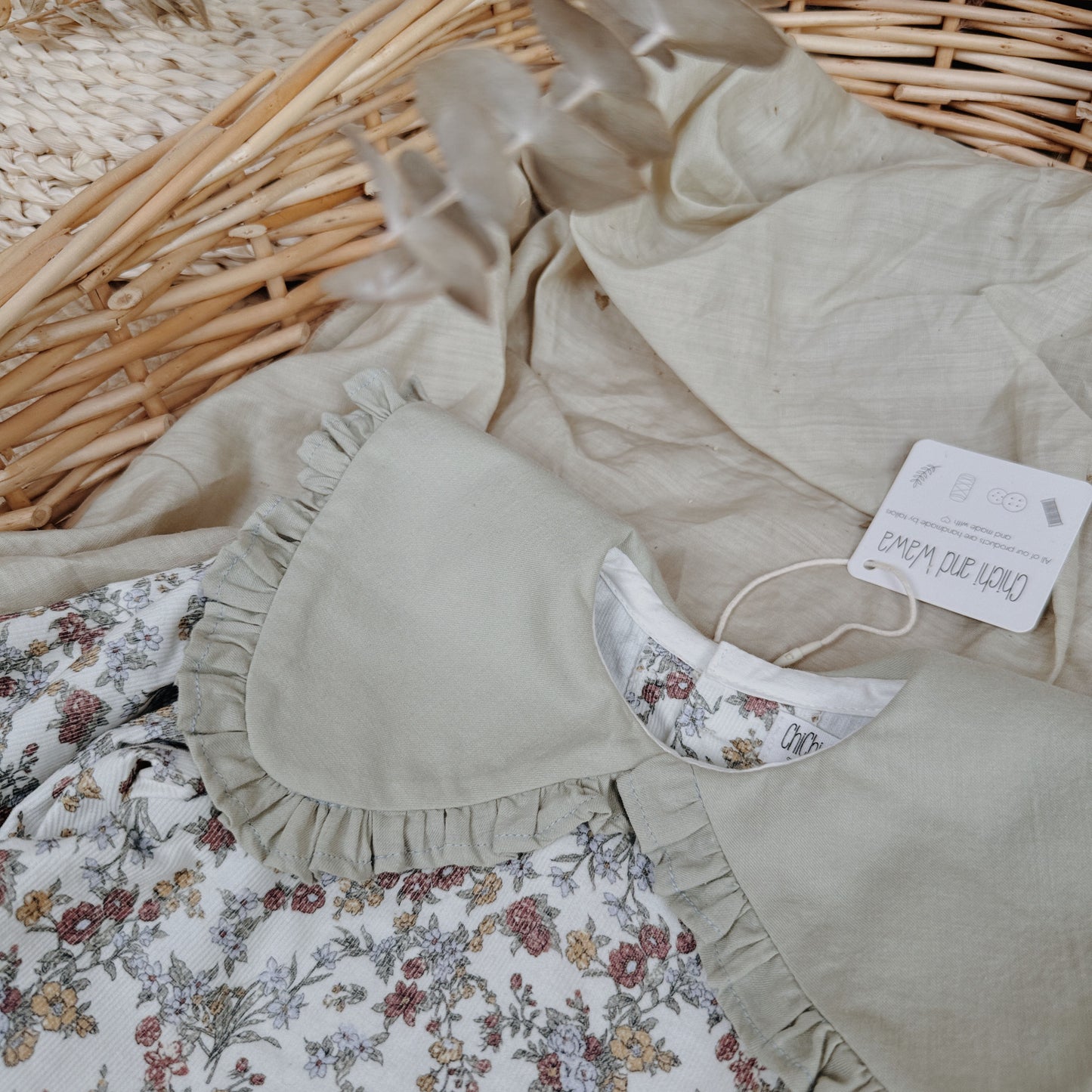 9M-10Y Floral Corduroy Shirt with Peter Pan Collar – Blooming Elegance