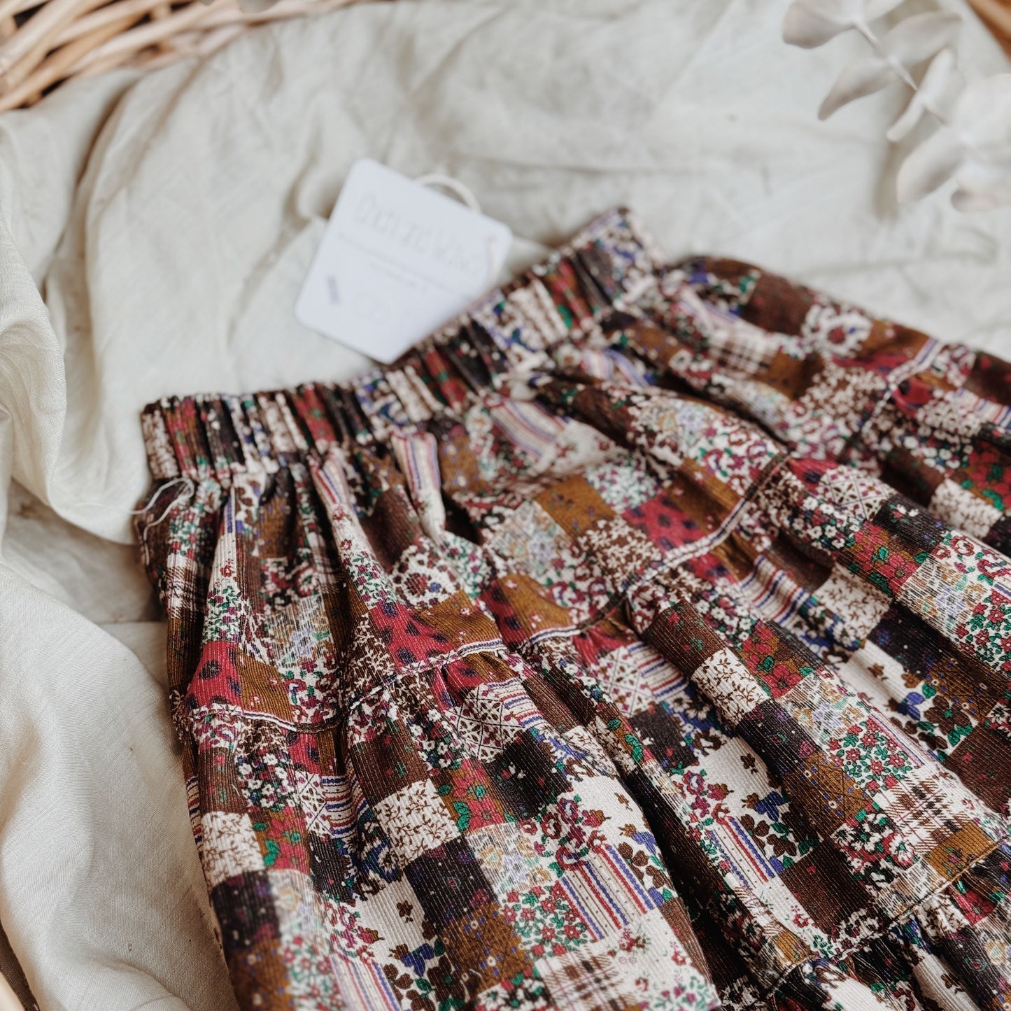 3Y-10Y Patchwork-Style Brown Maxi Skirt – Perfect for Fall and Winter Vibes