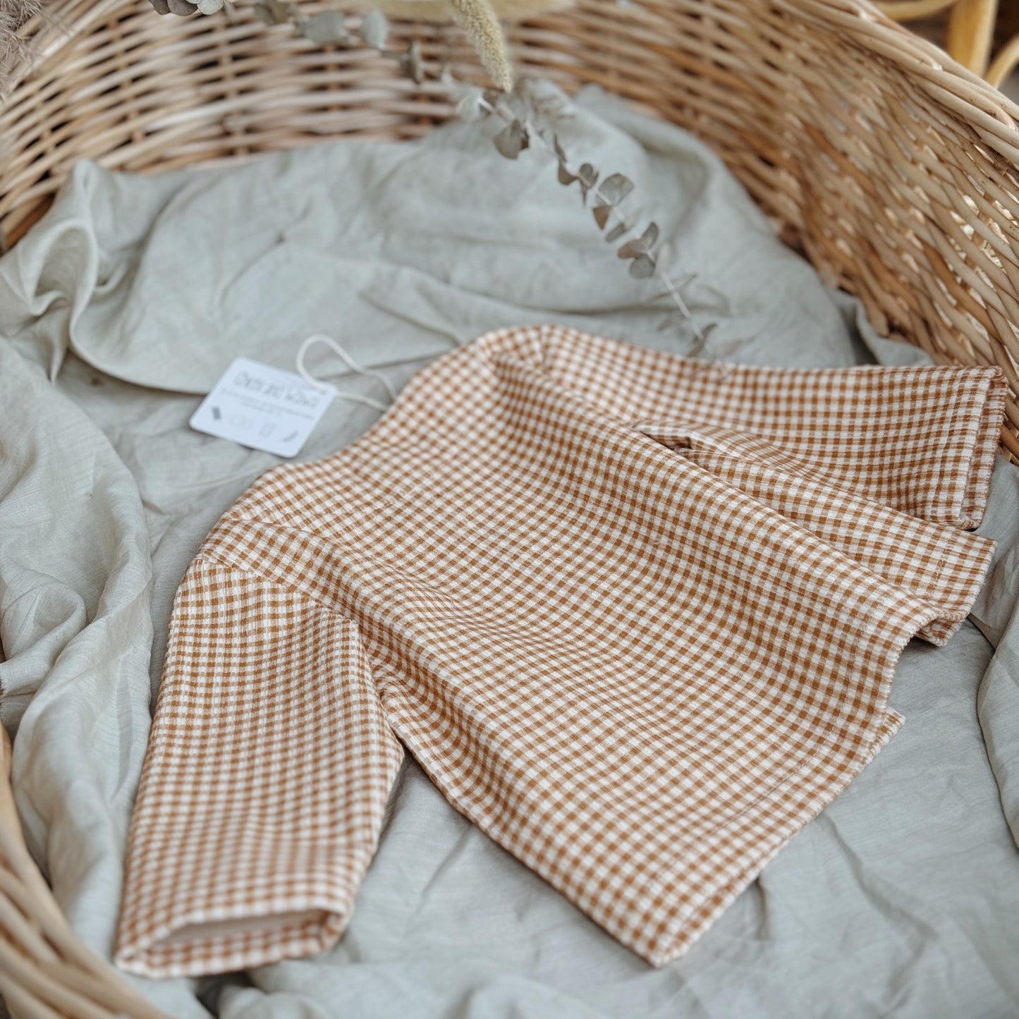 12M-8Y Neutral Thick Corduroy Mini Checkered Jacket Cozy and Stylish