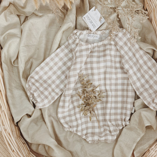 3M-3Y Organic Cotton Plaid Baby Romper