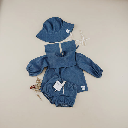 1-8Y Soft Denim Sailor Collar Blouse