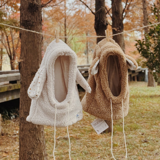 6M - 8Y Furry Hat with Ears & Scarf – Soft, Warm, and Customizable