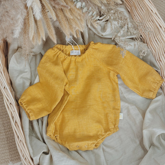 3M-3Y Linen Baby Long Sleeve Romper