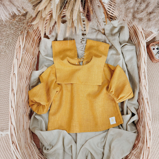 1-8Y Girls Ginger Linen Sailor Blouse