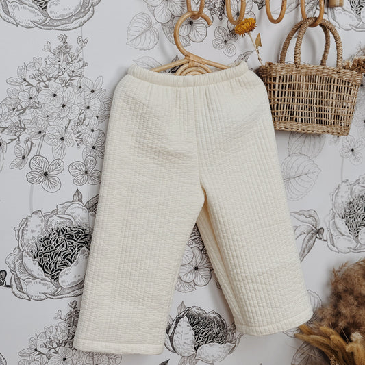 1-10Y Winter Thicken Wide-leg Pants Quilted Fabric