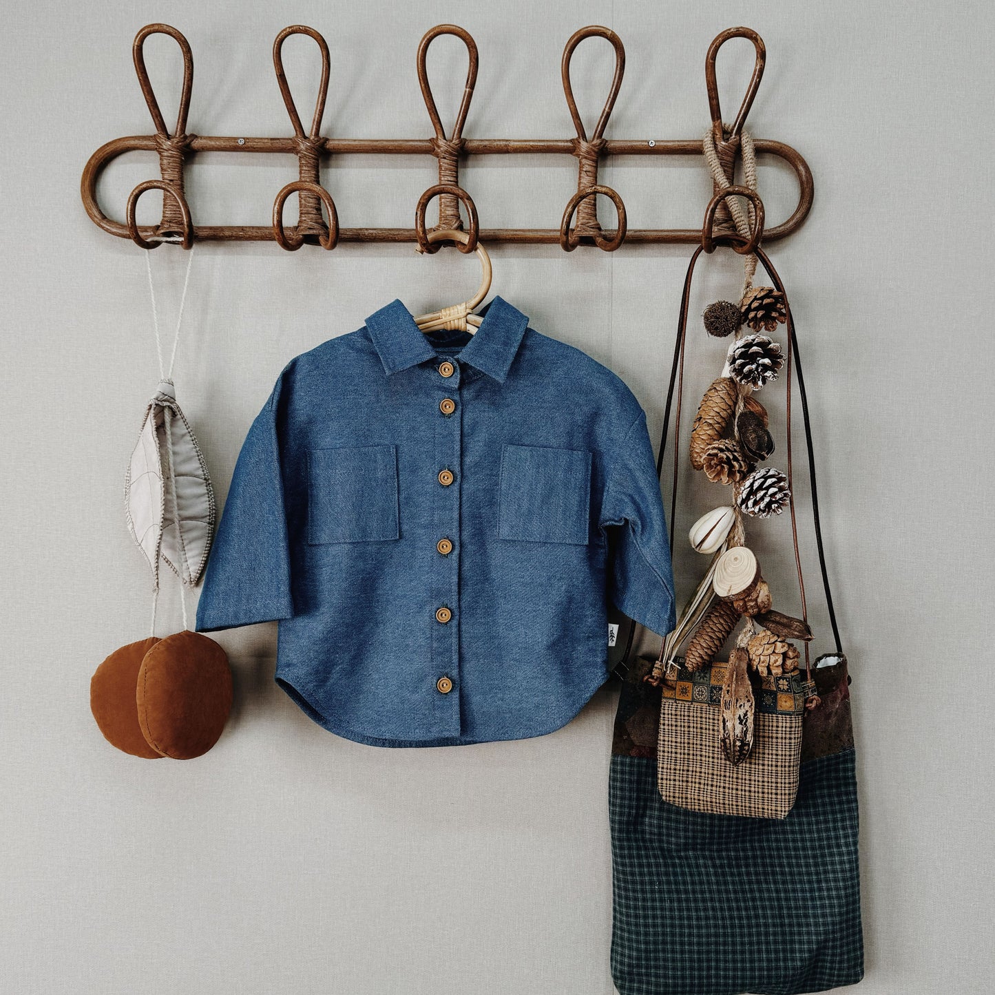 1-10Y Neutral Denim Long Sleeve Shirt