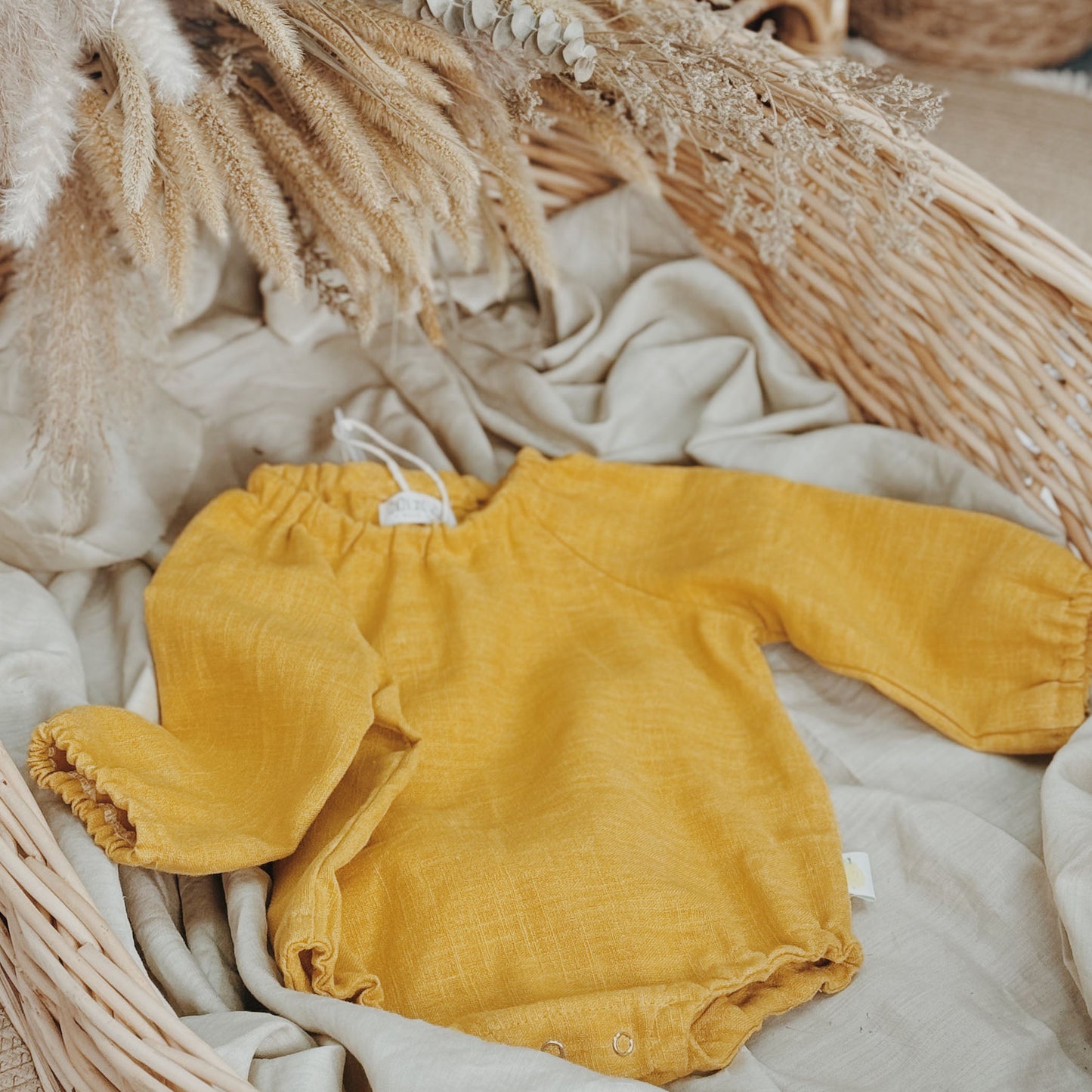 3M-3Y Linen Baby Long Sleeve Romper