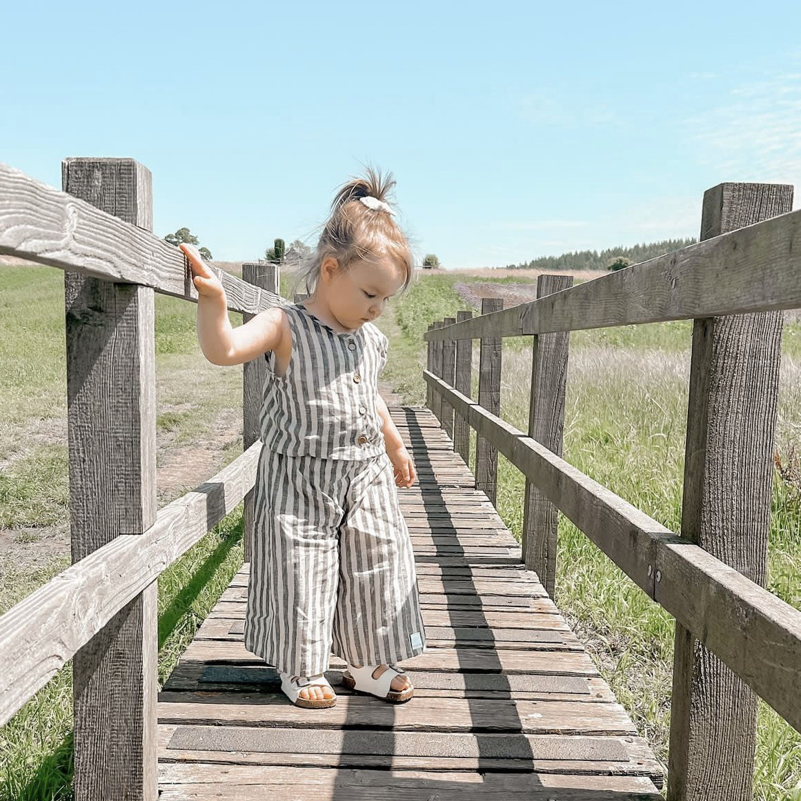 3M-10Y Top/Pants Order separately-Linen Bold Striped Vest and Pants