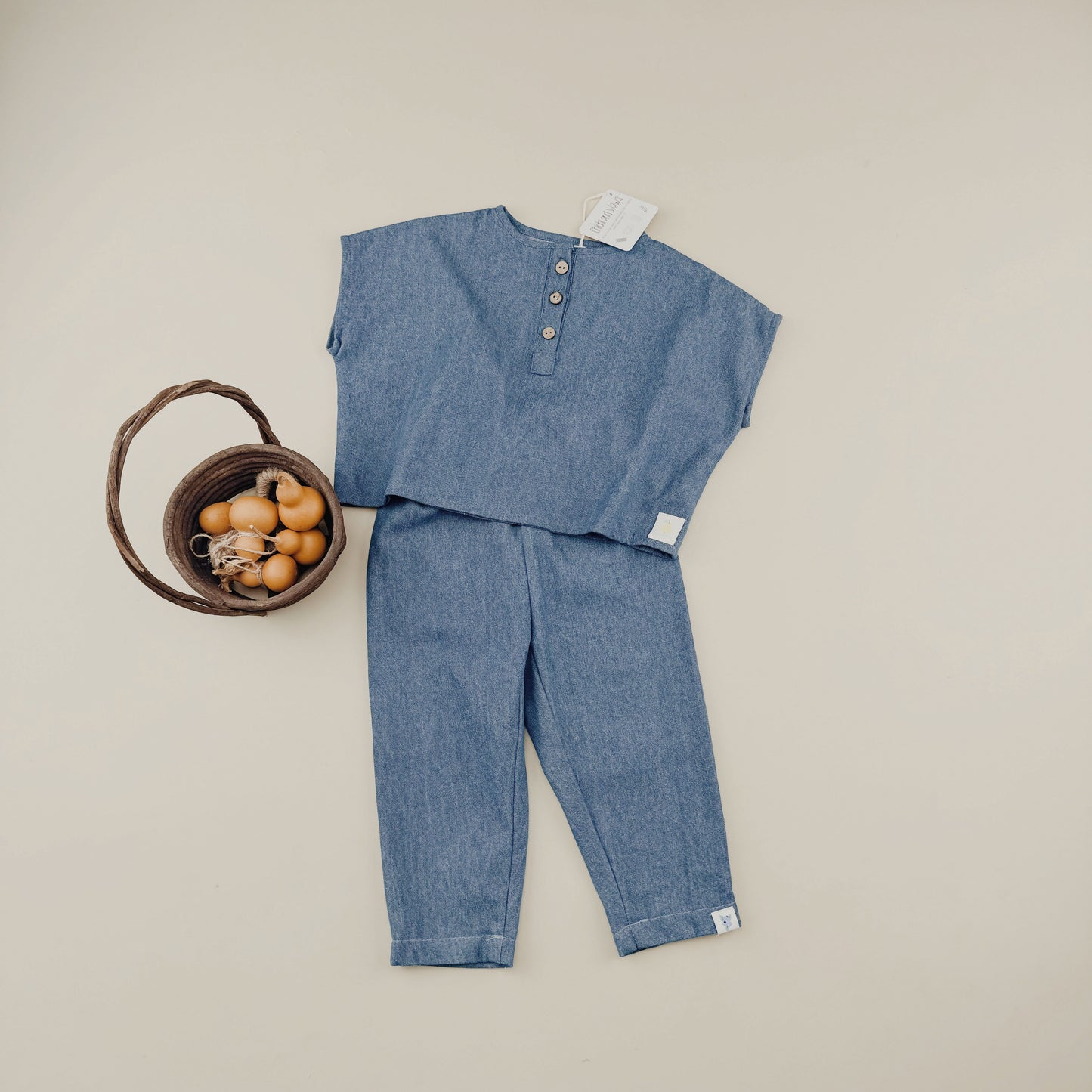 1-10Y Soft Denim Short Sleeve T-shirt