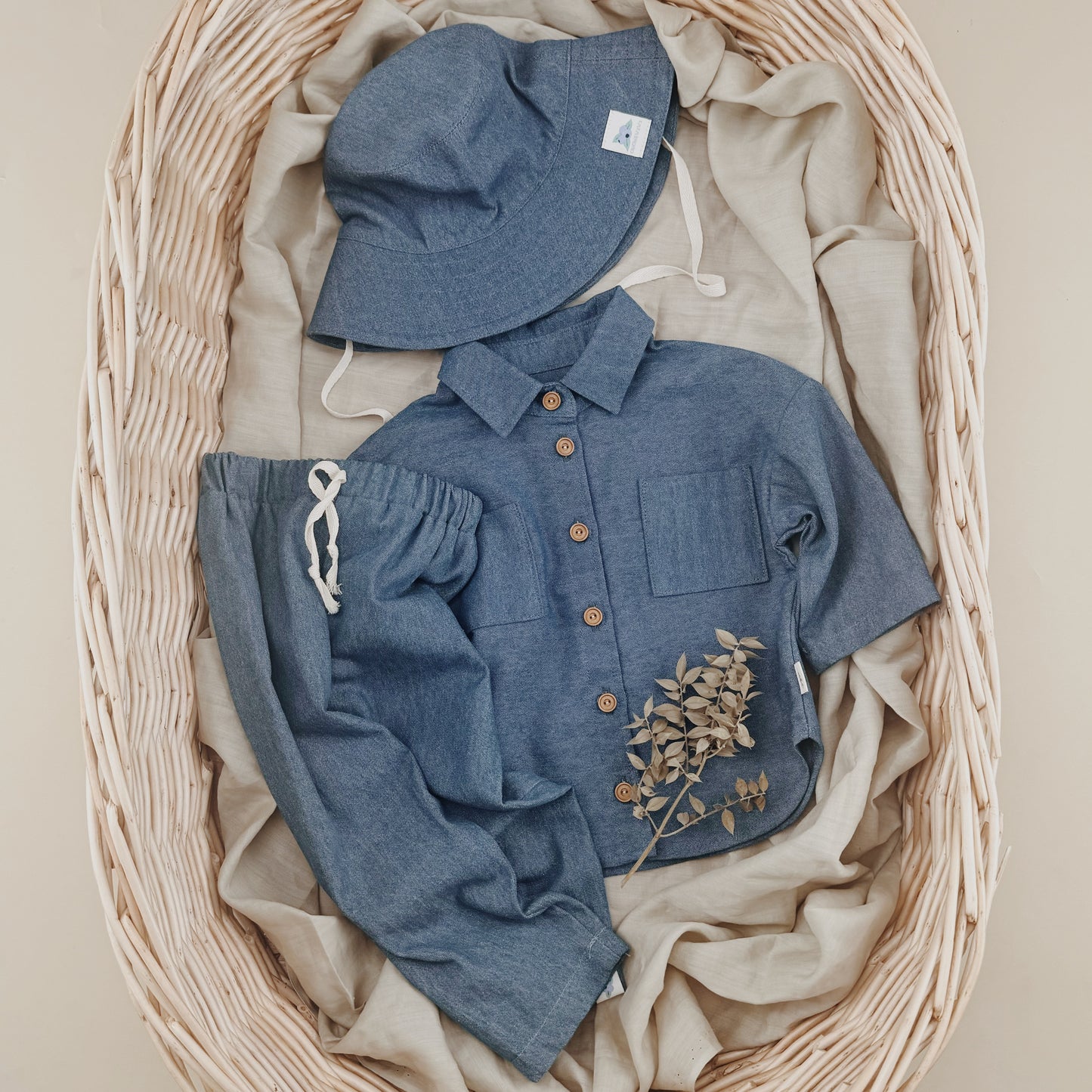 1-10Y Neutral Denim Long Sleeve Shirt
