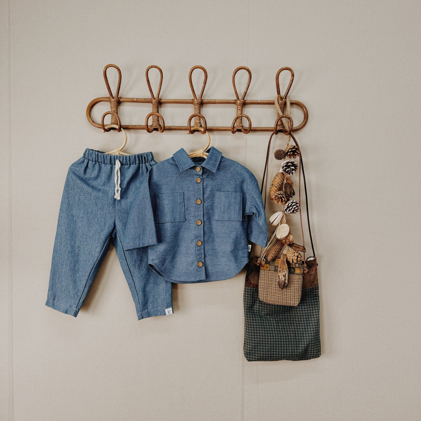 1-10Y Neutral Denim Long Sleeve Shirt