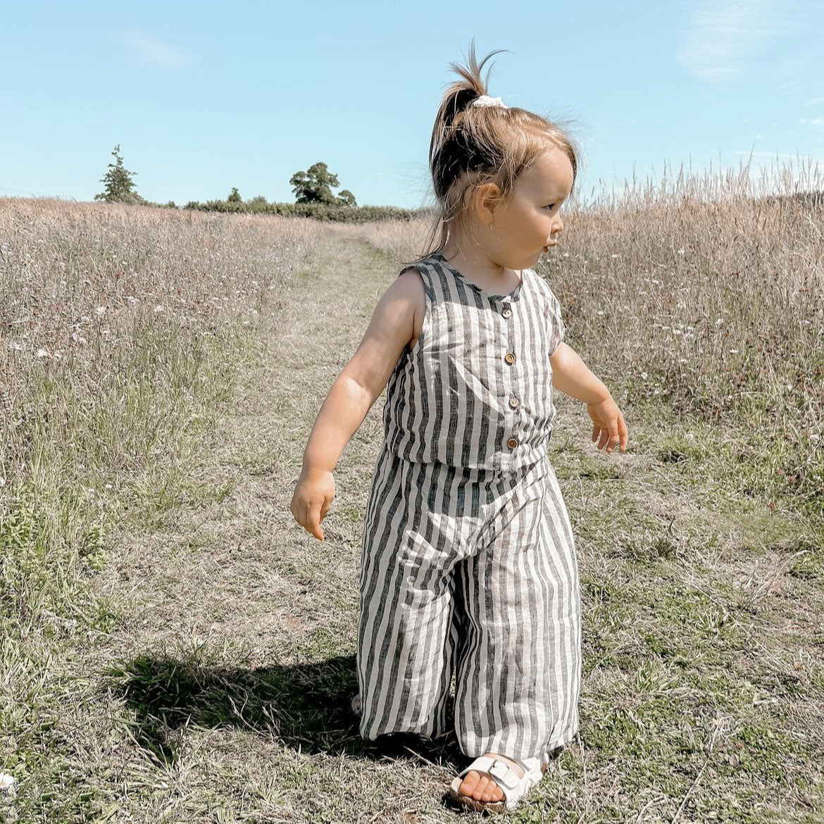 3M-10Y Top/Pants Order separately-Linen Bold Striped Vest and Pants