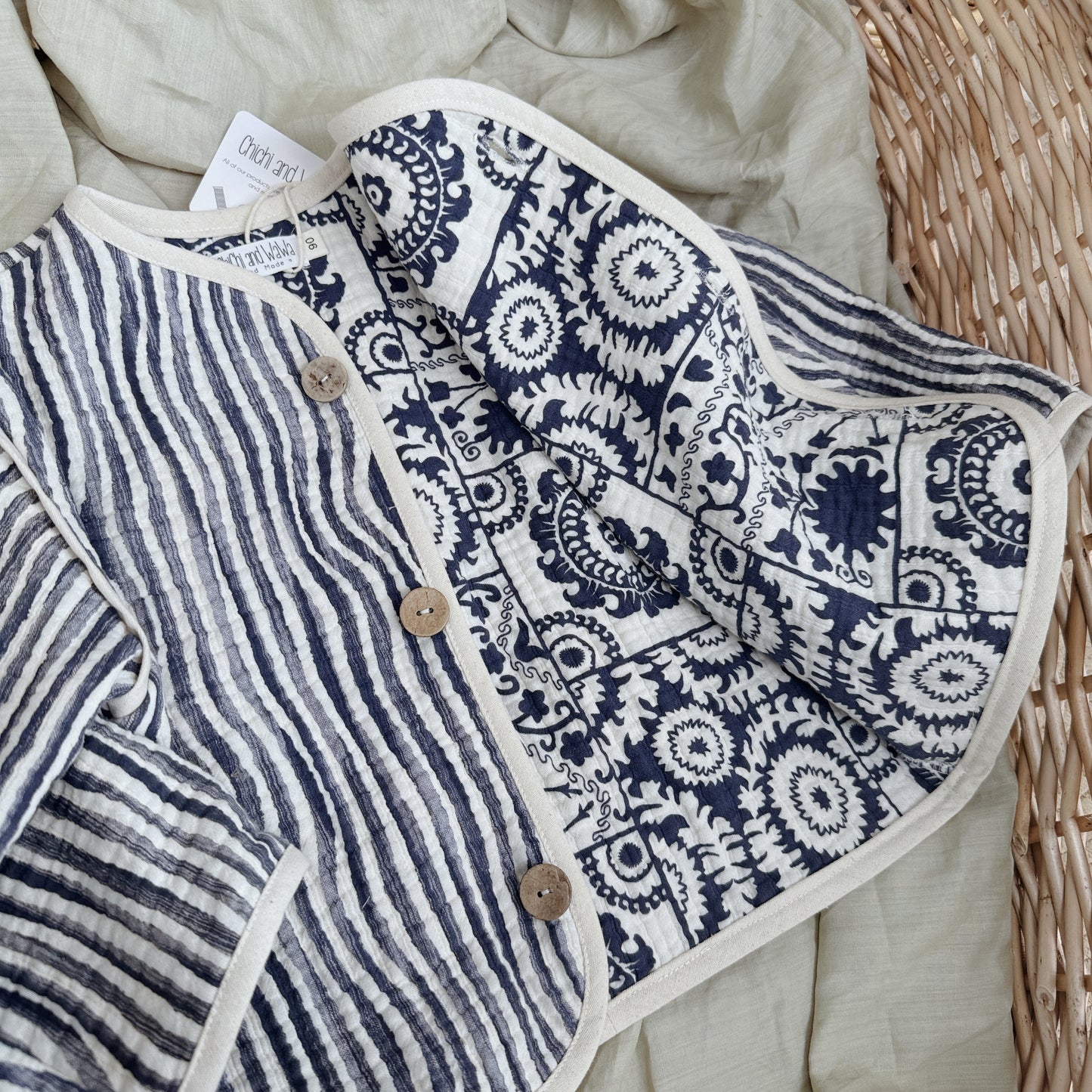 12M-10Y Unisex Jacket | Quad-Layer Muslin with Double-Sided Print