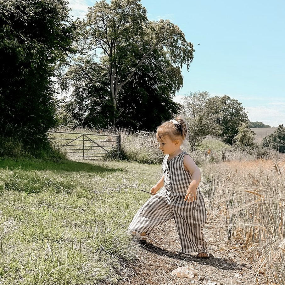 3M-10Y Top/Pants Order separately-Linen Bold Striped Vest and Pants