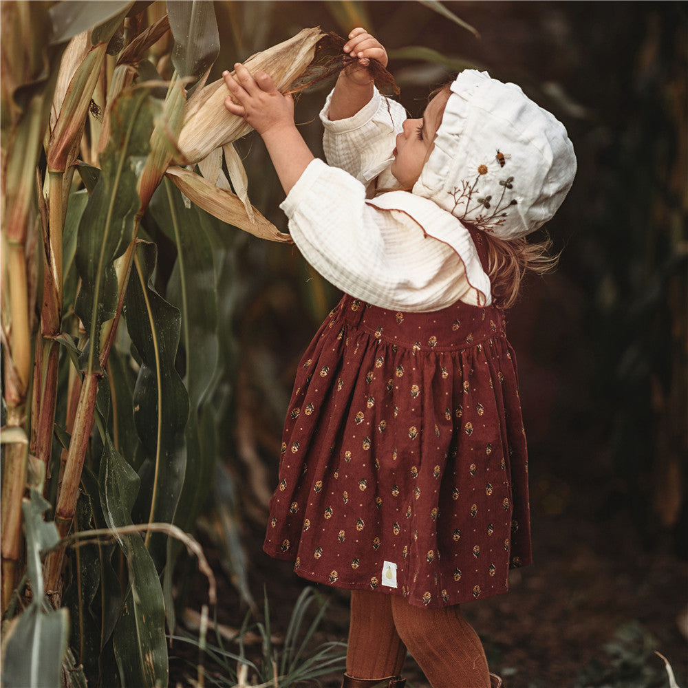 12M-8Y Floral Cotton Corduroy Suspender Dress