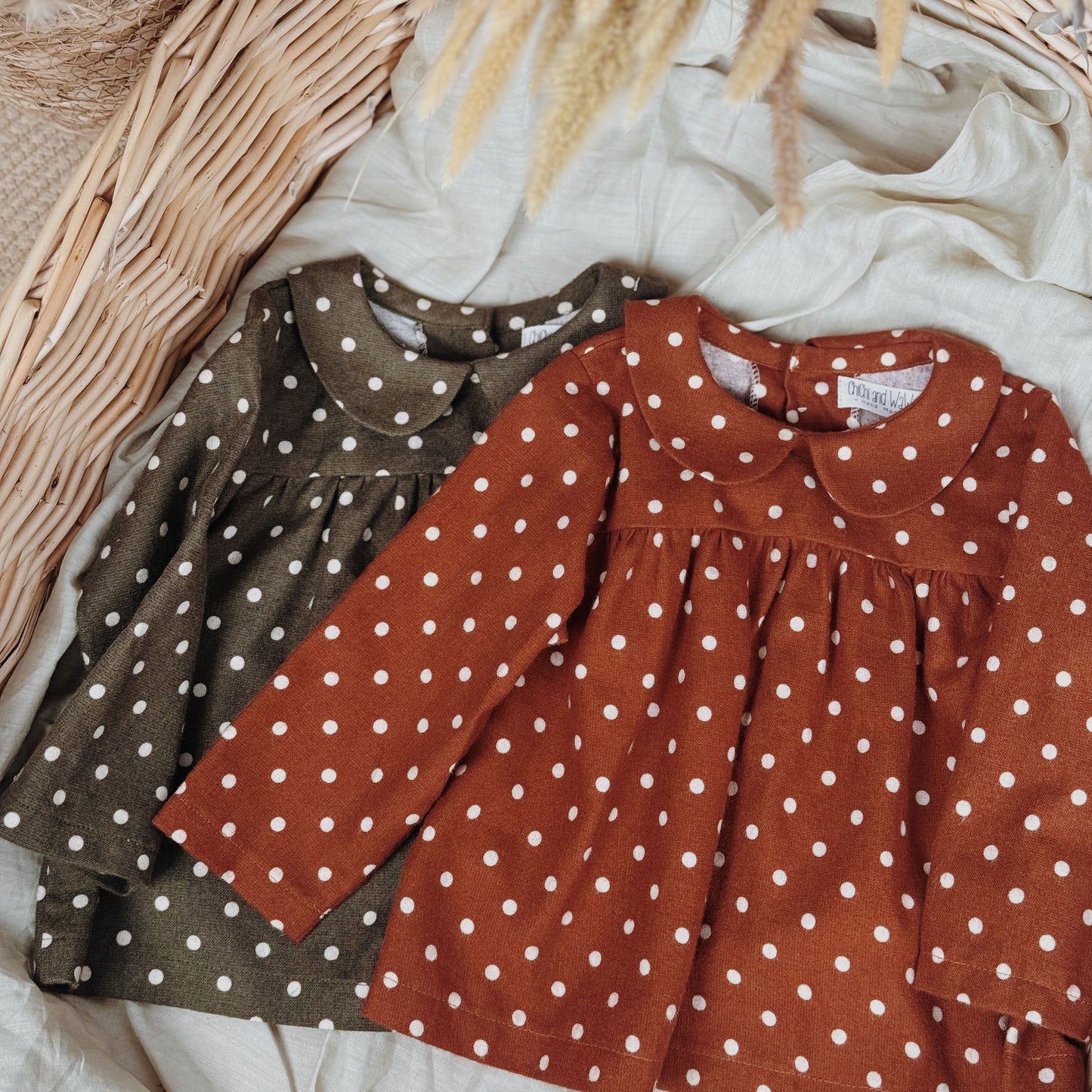 9M-10Y Romantic Polka Dot Brushed Cotton Shirt & Bloomer