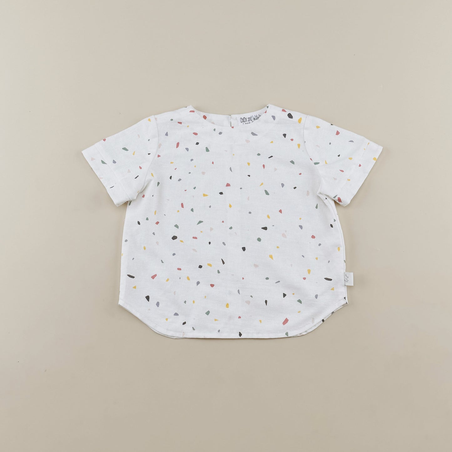1-8Y Cotton-Linen Mini shaped triangles Pattern Tee Shorts