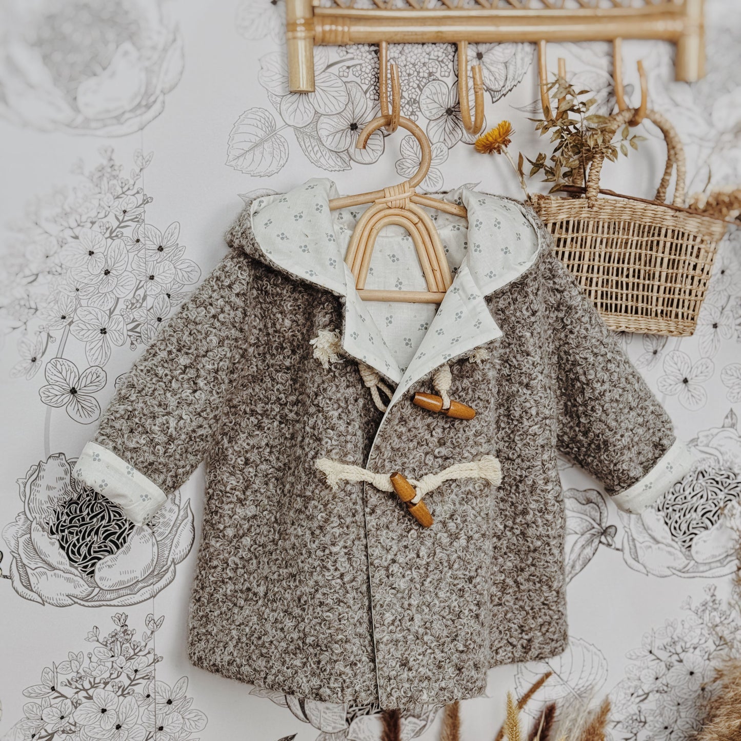 1-10Y Faux Shearling Unisex Gray Coat