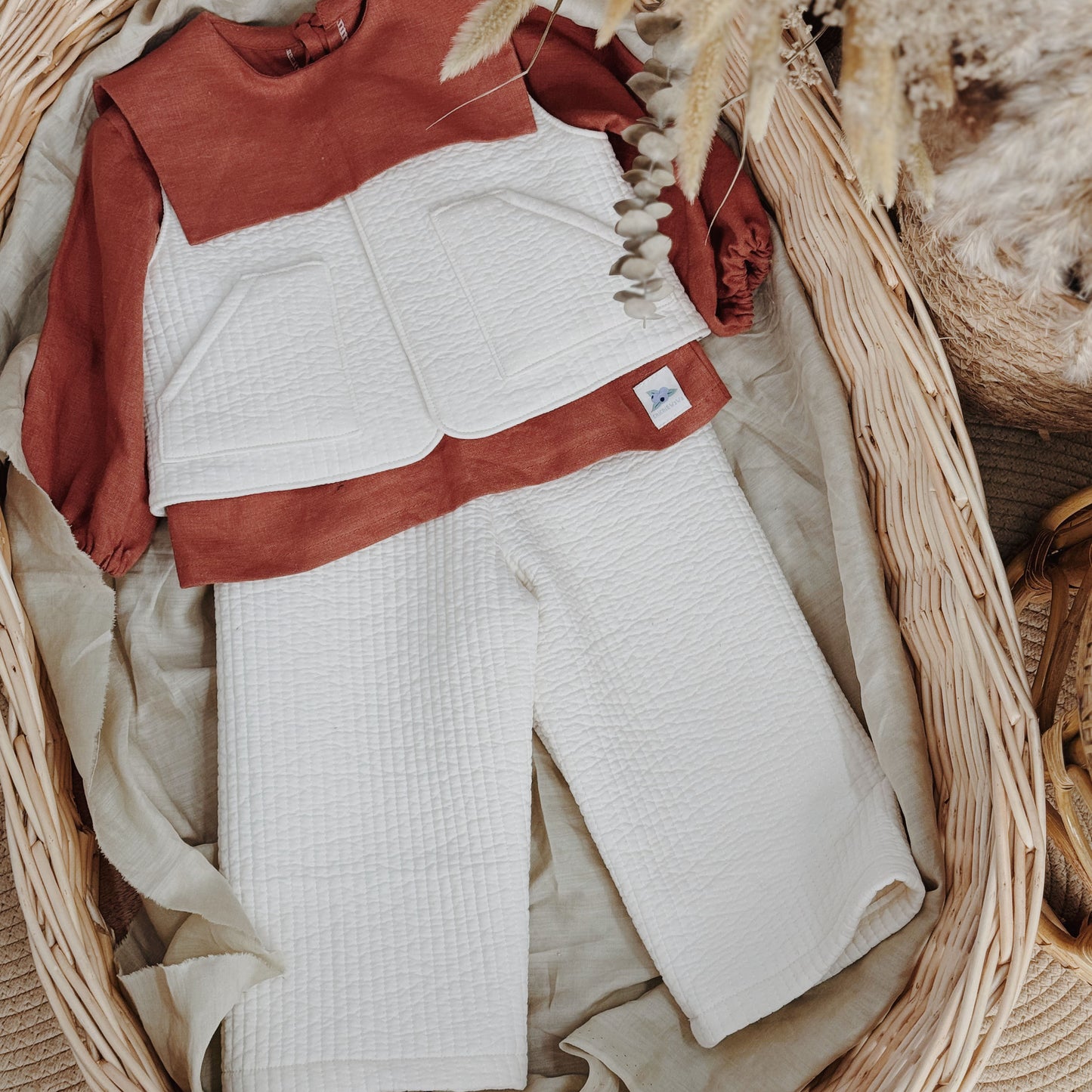 1-10Y Winter Thicken Wide-leg Pants Quilted Fabric