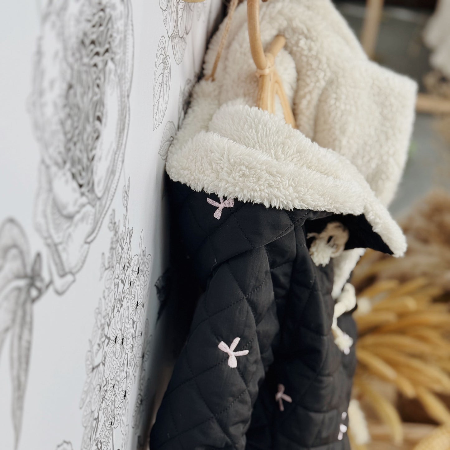 1-10Y Quilted Embroidered Elf Hooded Cotton Jacket