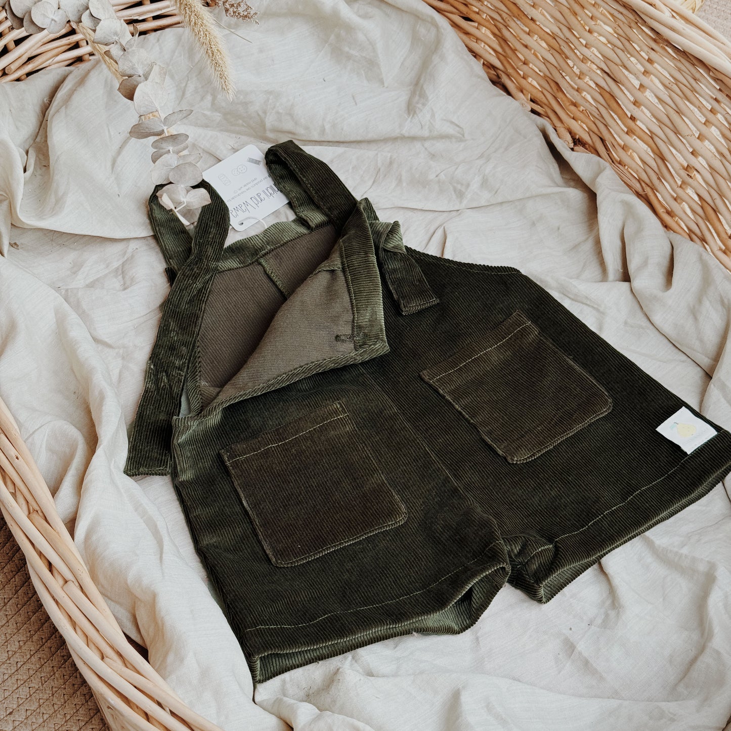 6M-8Y Adjustable Corduroy Overalls with Big Pockets – Olive Green & Chocolate