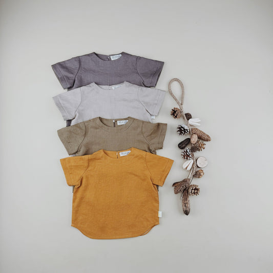 Basic Design Neutral Linen T-shirt - Chichi and Wawa