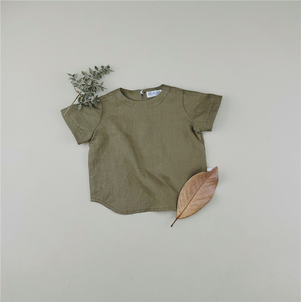 Basic Design Neutral Linen T-shirt - Chichi and Wawa
