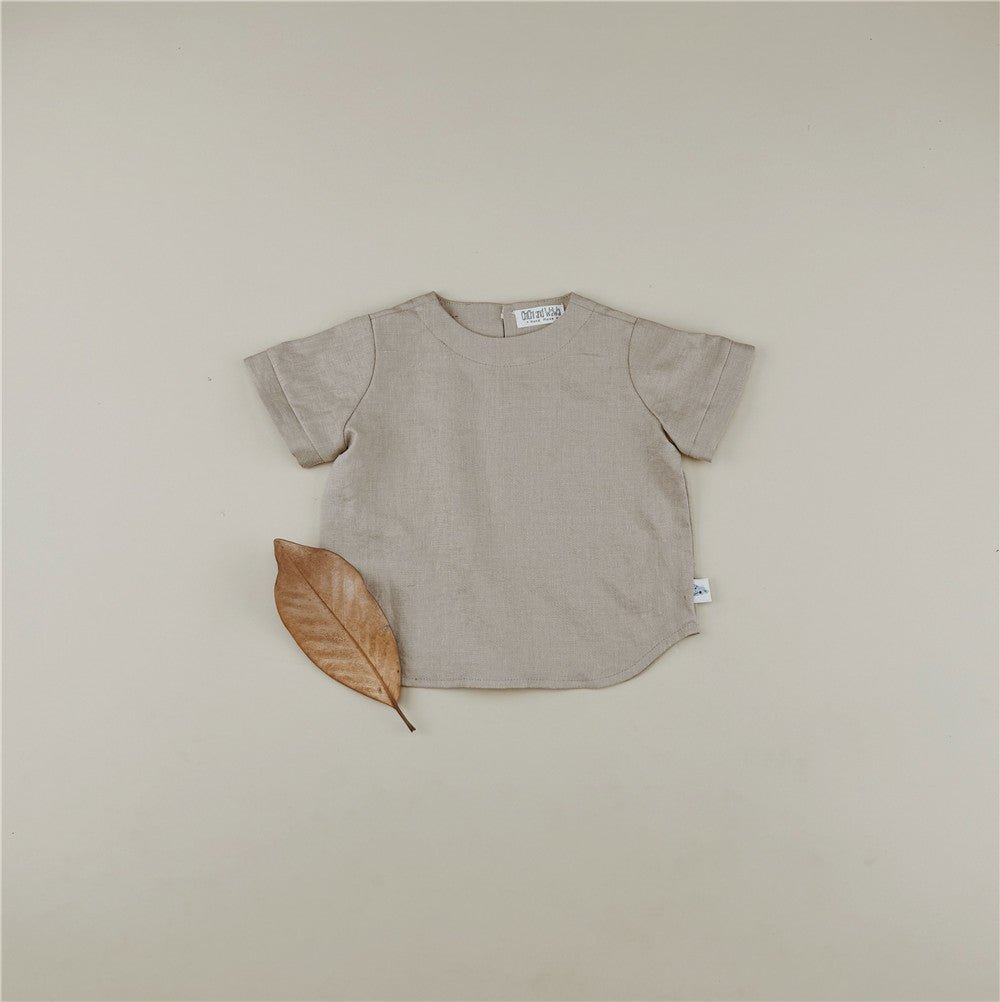 Basic Design Neutral Linen T-shirt - Chichi and Wawa