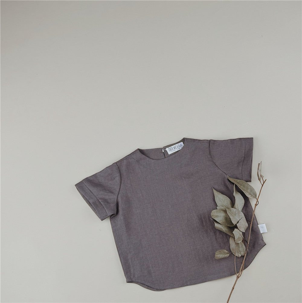 Basic Design Neutral Linen T-shirt - Chichi and Wawa
