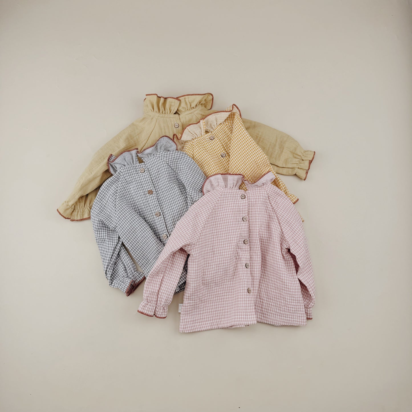 12M-8Y Organic Cotton Girl Ruffle Collar Long Sleeve T shirt