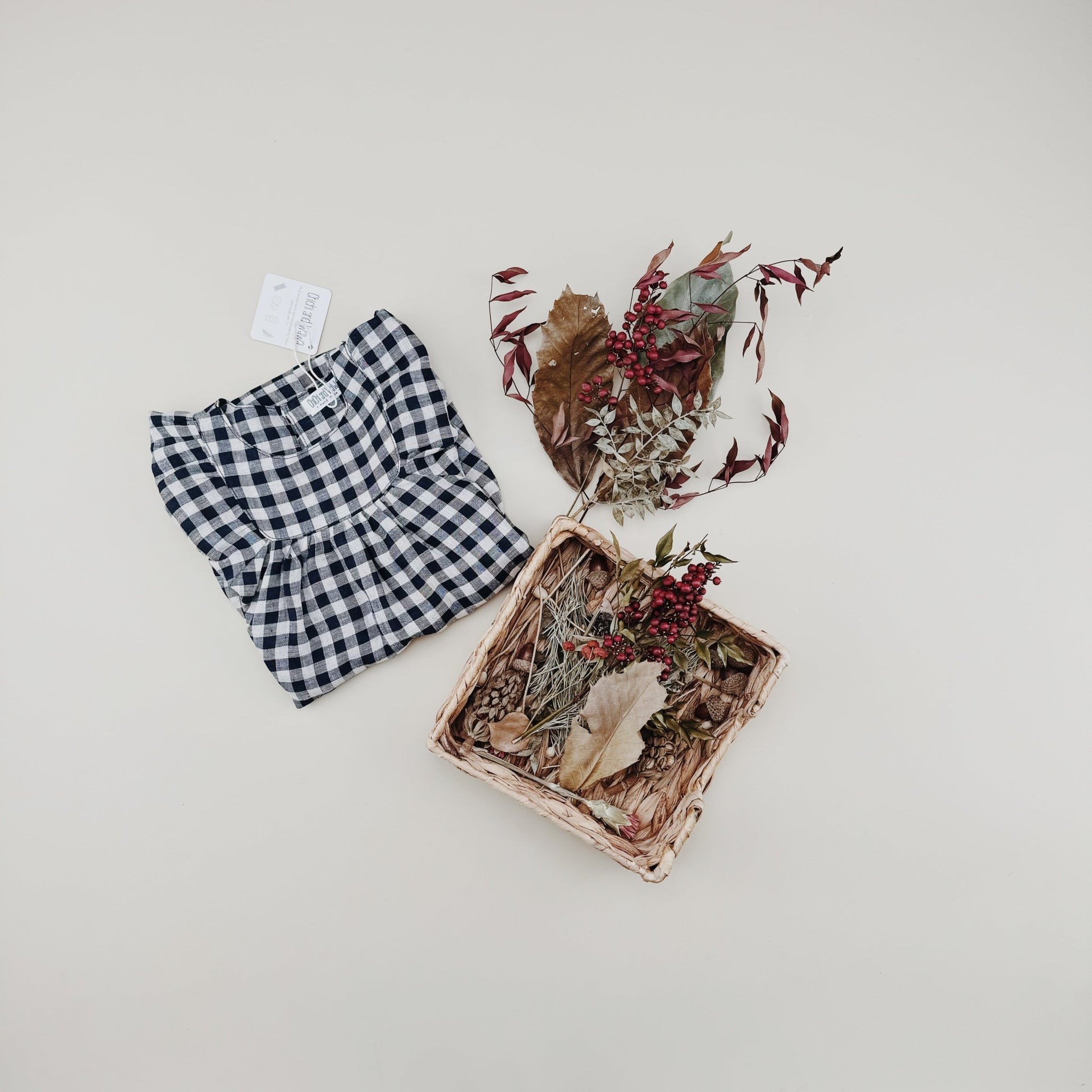 Blue Checked Linen Dress - Chichi and Wawa