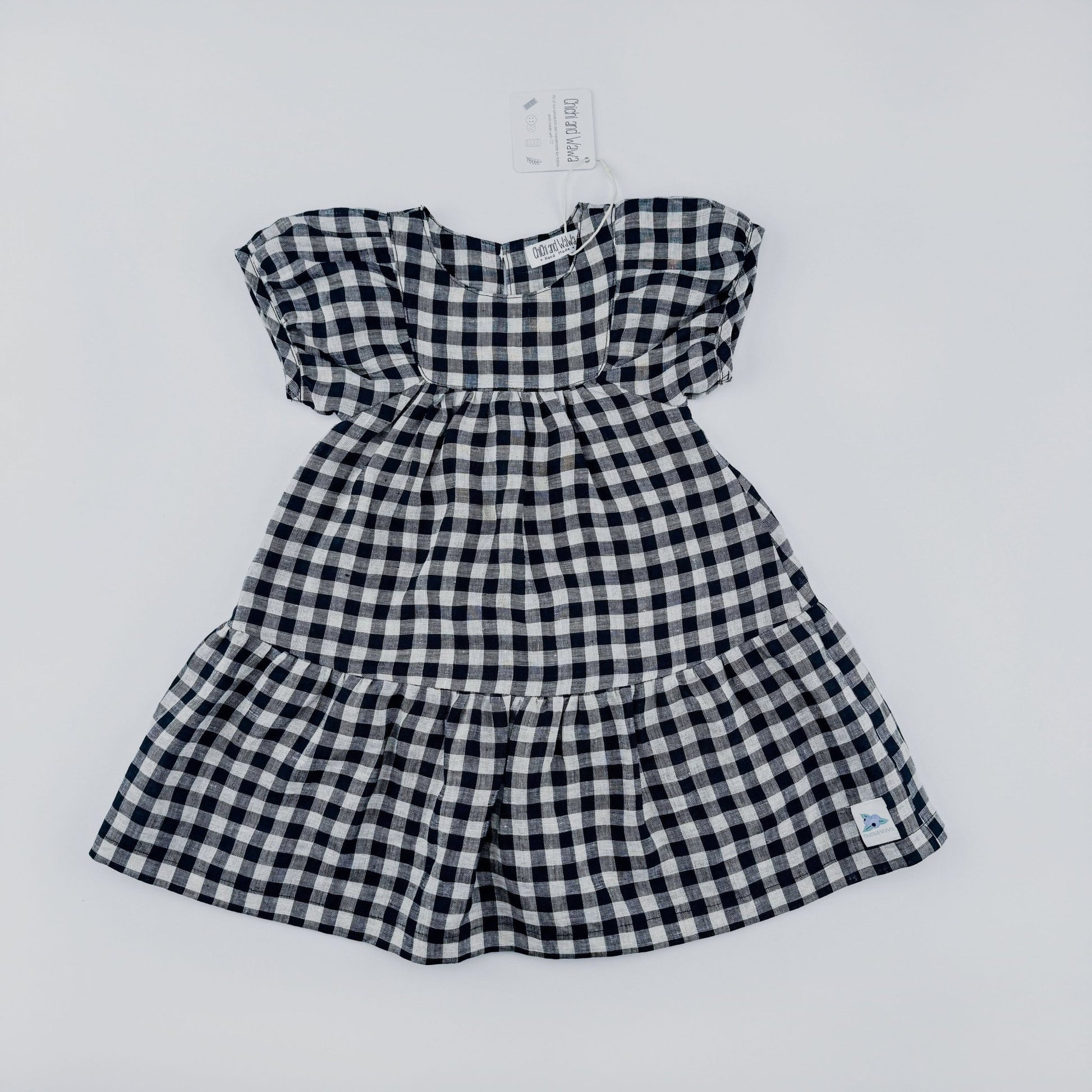 Brown Checked Linen Dress - Chichi and Wawa