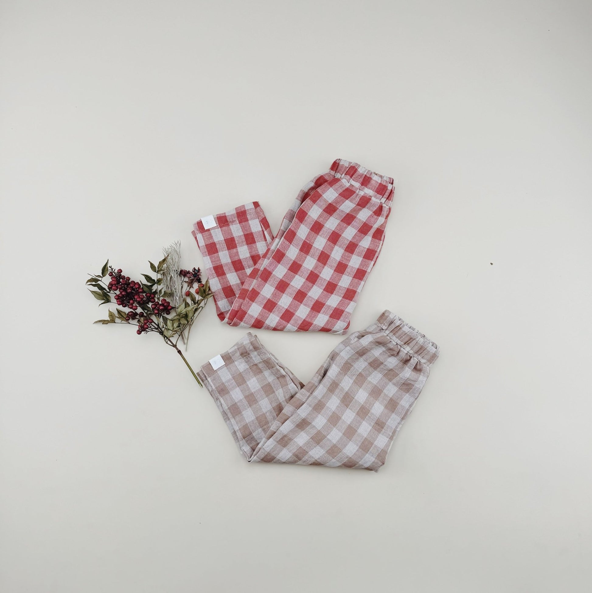 Checked Linen Pants - Chichi and Wawa