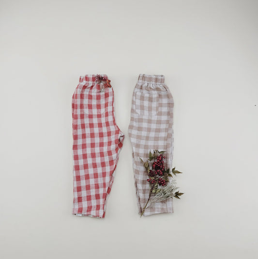 Checked Linen Pants - Chichi and Wawa