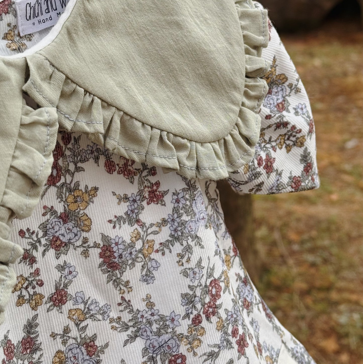 9M-10Y Floral Corduroy Shirt with Peter Pan Collar – Blooming Elegance