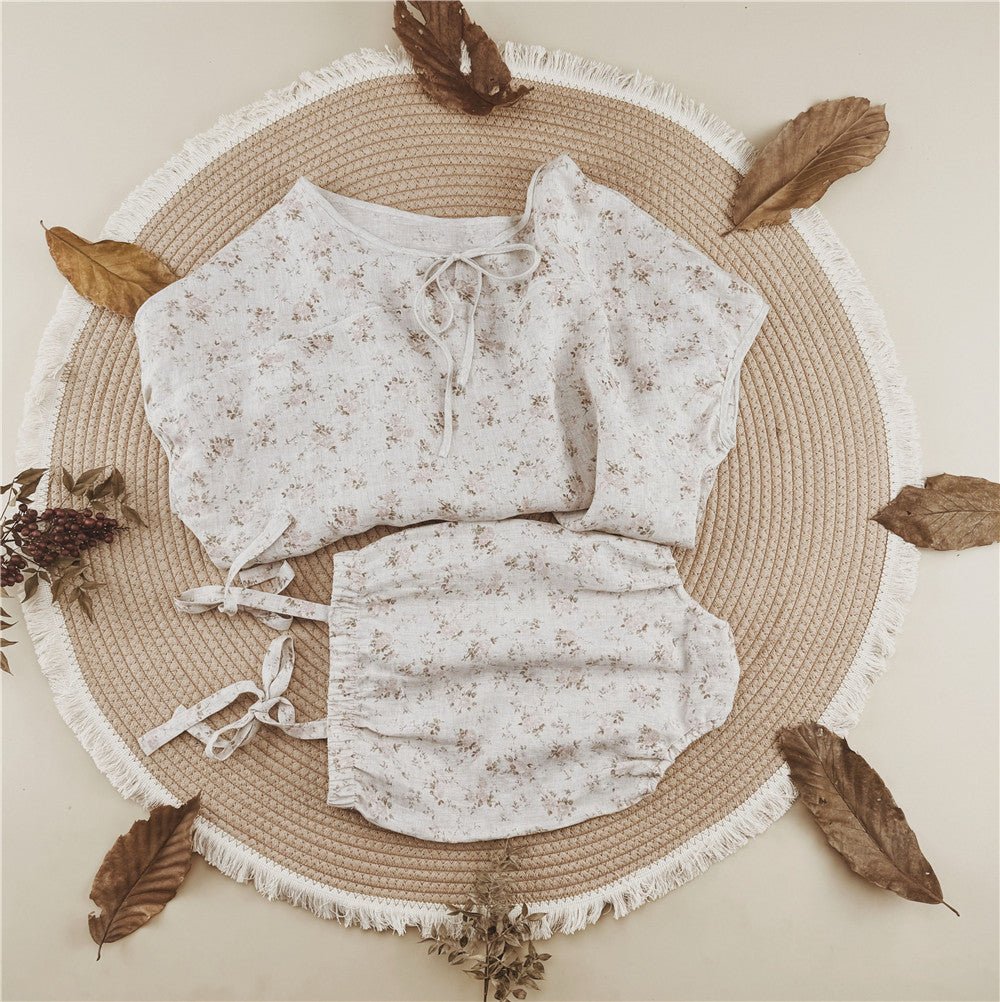 Floral Linen Strap Bodysuit - Chichi and Wawa